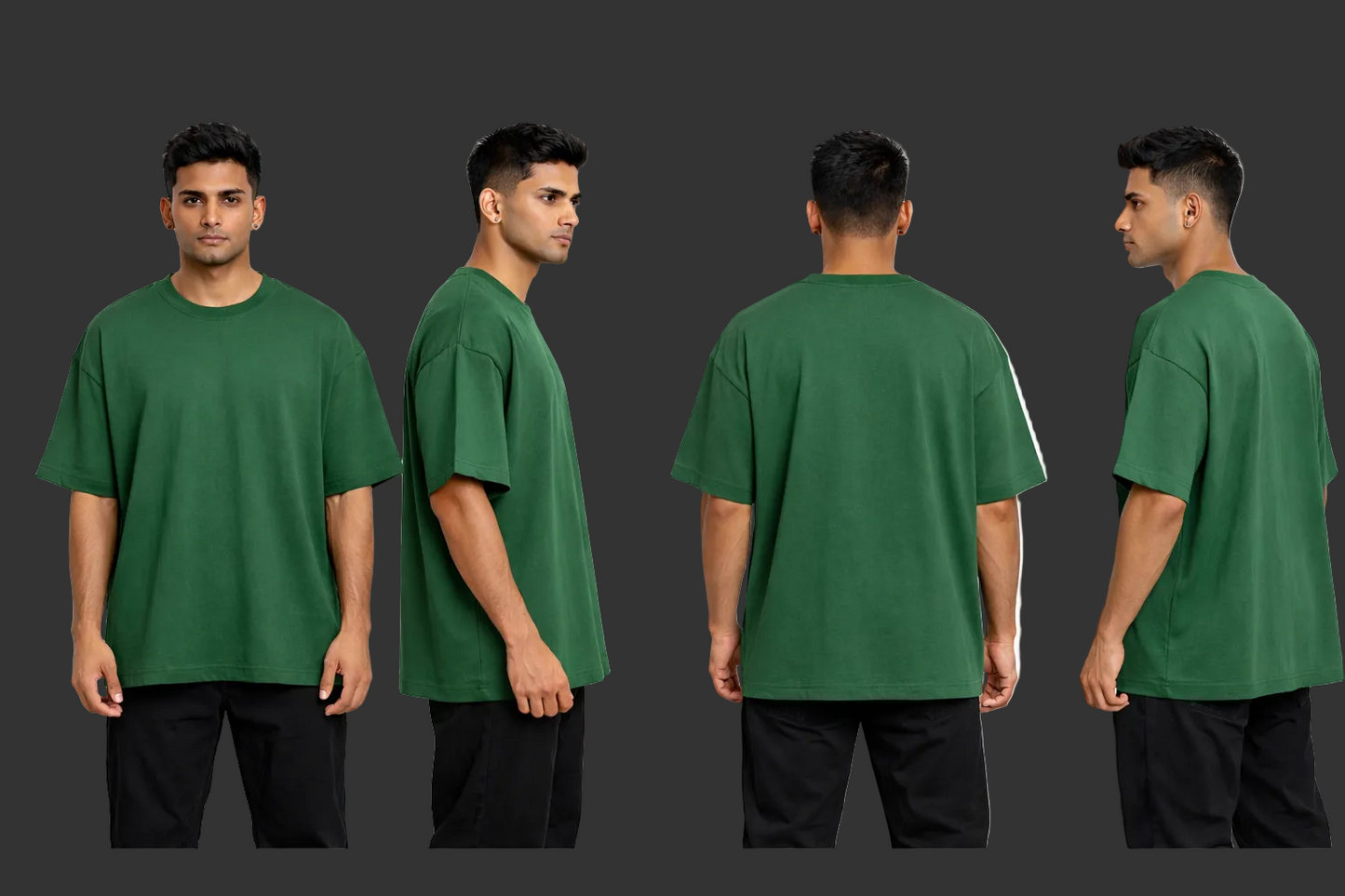 Evolvex Performance Oversized T-Shirt (Green) – Pure Cotton 240 GSM