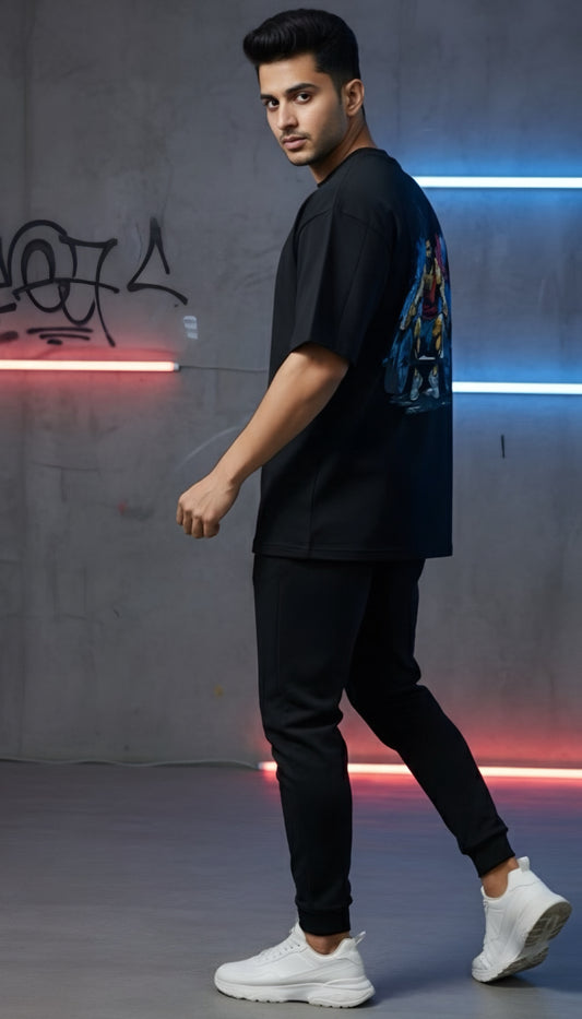 EX Signature Midnight Vibes Oversize Cotton T-shirt (Black)