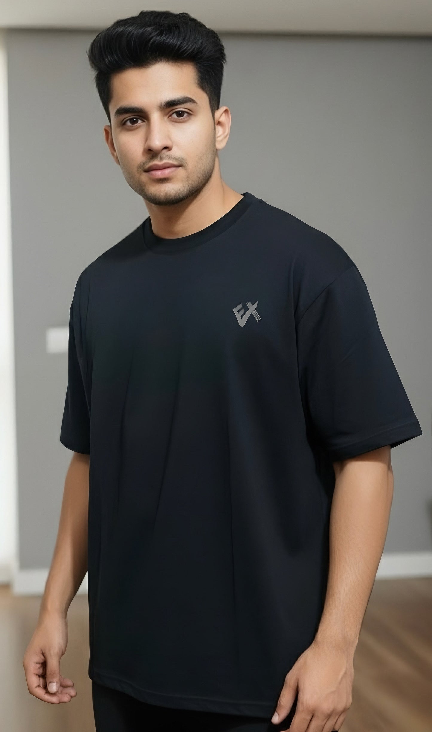 EX Signature Midnight Vibes Oversize Cotton T-shirt (Black)