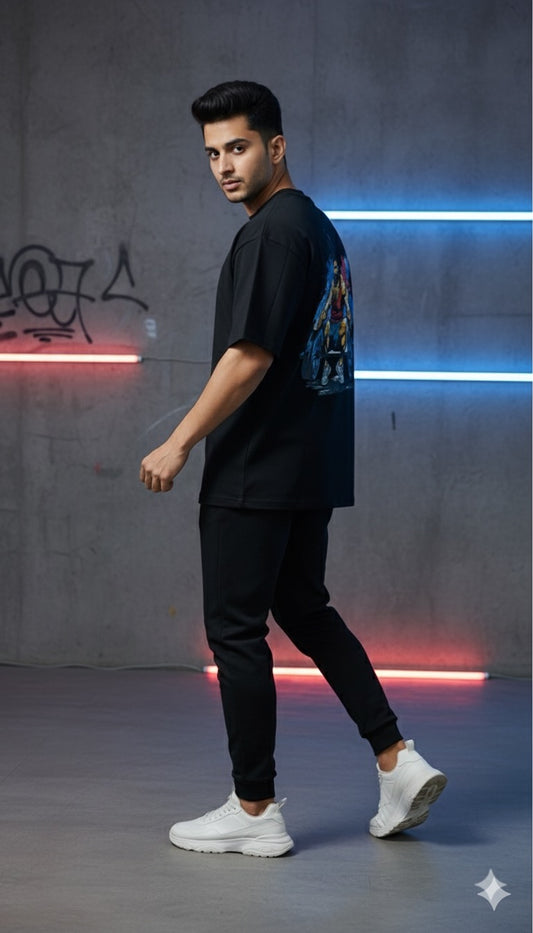 Midnight Vibes Oversize Cotton T-Shirt Black